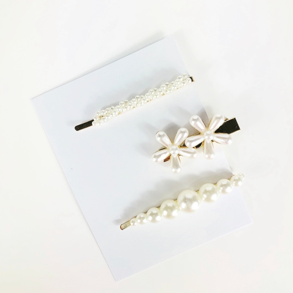 Womens Pearl Barettes Hair Clip Hair Gold Pin-88